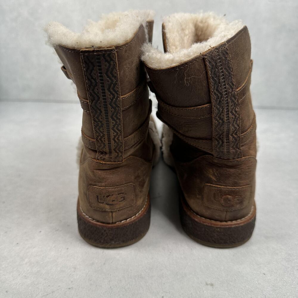 UGG Boots Womens Size 6.5 Brown Luisa Shearling Lined Leather - Picture 5 of 14